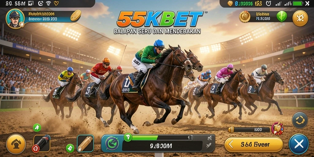 Screenshot gameplay 55KBET yang menampilkan aksi balap mendebarkan.