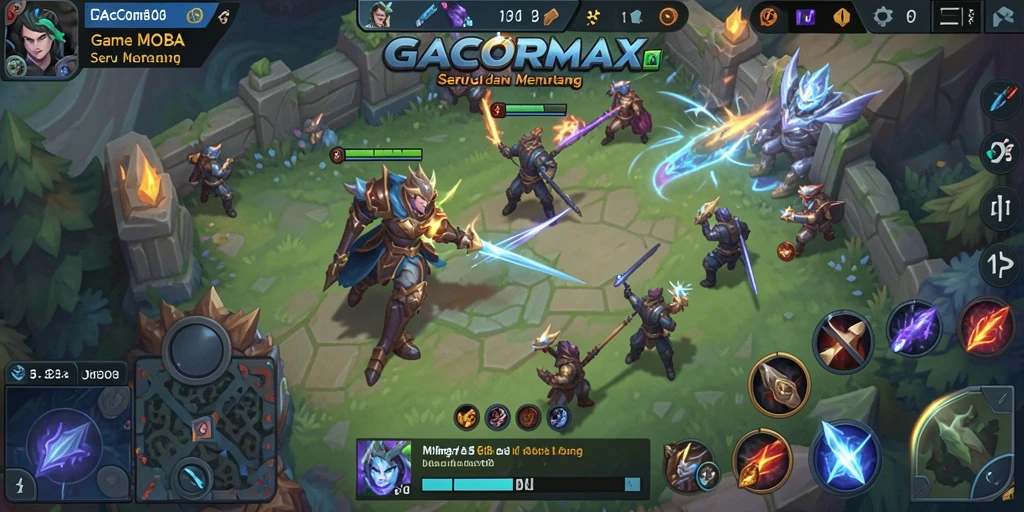 Tangkapan layar menarik dari gameplay seru GACORMAX dalam pertempuran MOBA.