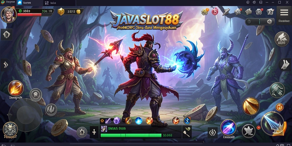 Tampilan gameplay mendalam di dunia fantasi JAVASLOT88.