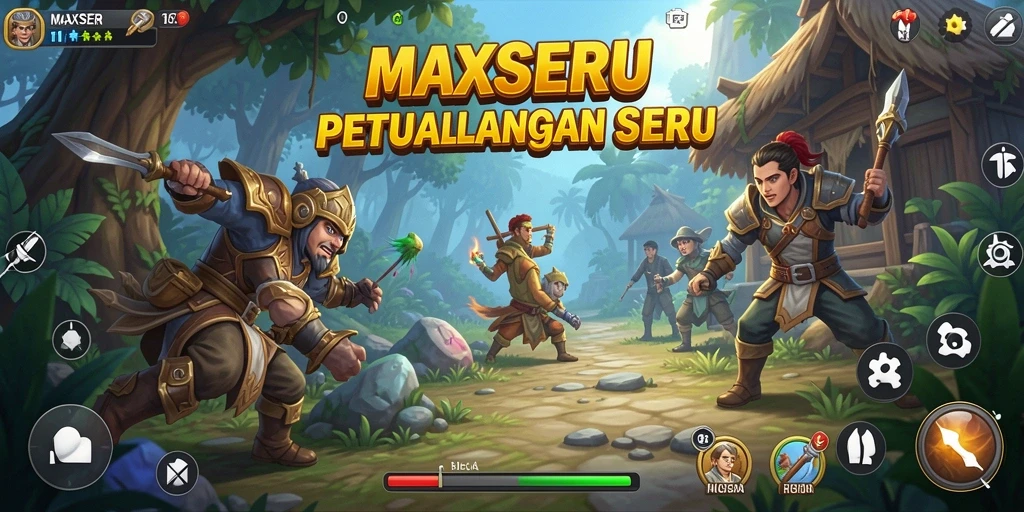 Tampilan gameplay <strong>MAXSERU</strong> yang penuh warna dan detail menarik.