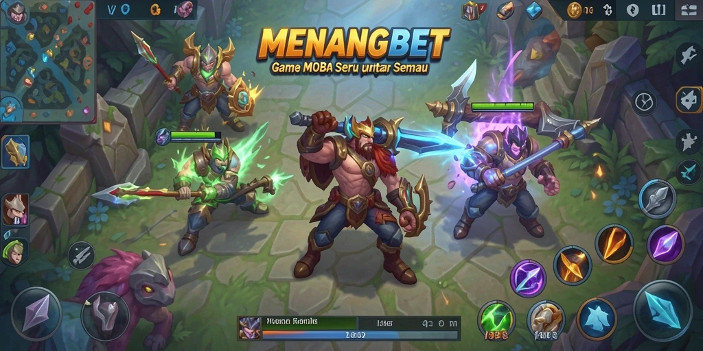 Tampilan gameplay seru dari MENANGBET yang menampilkan pertarungan tim.