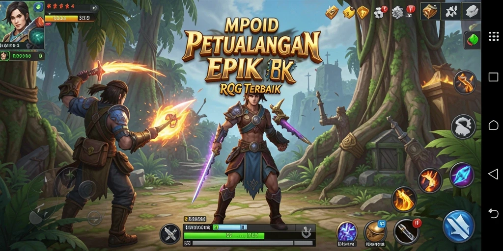 Tampilan gameplay MPOID yang menakjubkan dengan pertarungan RPG yang mendebarkan.