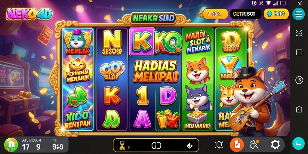 Tampilan gameplay menarik dari NEKO4D dengan berbagai simbol slot.