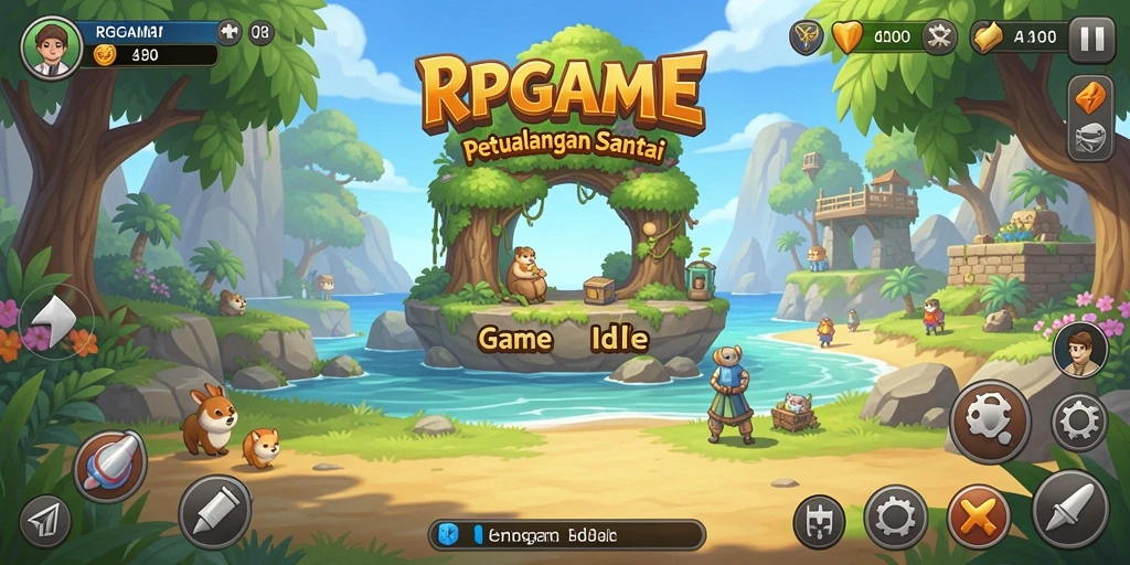Tampilan gameplay RPGAME yang menarik dan penuh warna dalam genre Idle.