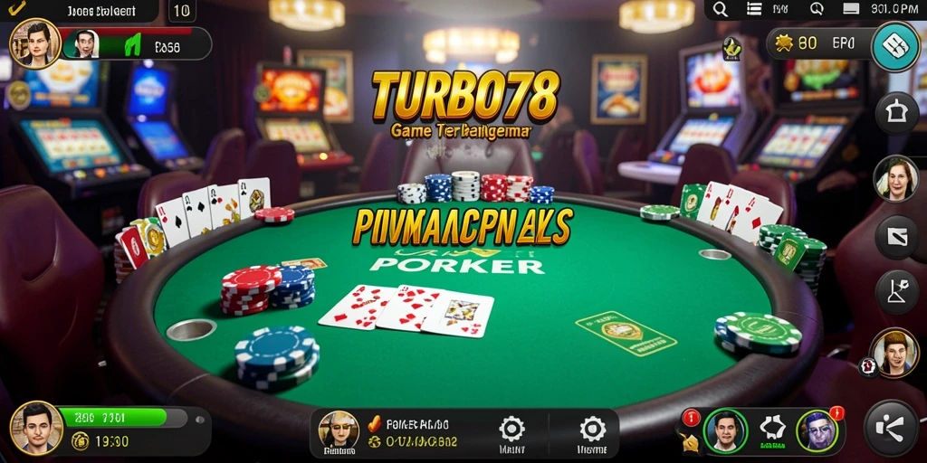 Tampilan gameplay poker yang mendebarkan dan interaktif di TURBO78.